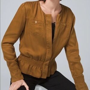 WHITE HOUSE BLACK MARKET Camel Tan Suede Lyocell Jacket Size Small